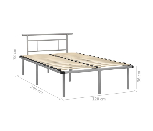 Estructura de cama sin colchón metal gris 120x200 cm