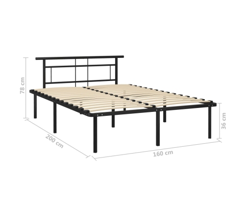 vidaXL Estructura de cama de metal negra 160x200 cm