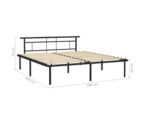 Estructura de cama sin colchón metal negro 200x200 cm