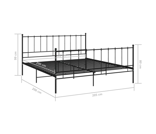 Estructura de cama sin colchón metal negro 200x200 cm