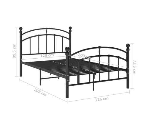 Estructura de cama sin colchón metal negro 120x200 cm