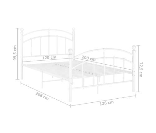 Estructura de cama sin colchón metal blanco 120x200 cm