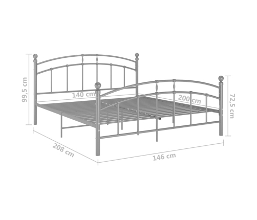 Estructura de cama sin colchón metal gris 140x200 cm