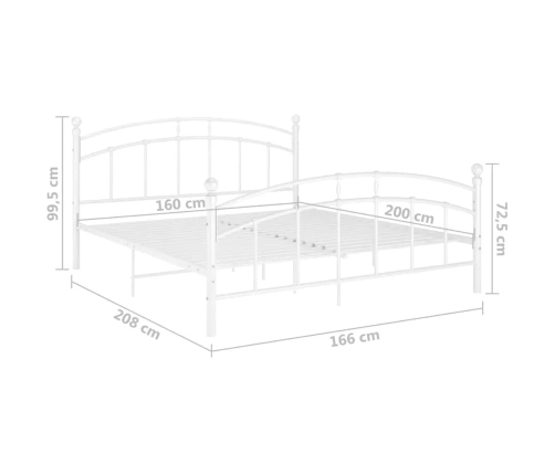 vidaXL Estructura de cama de metal blanco 160x200 cm