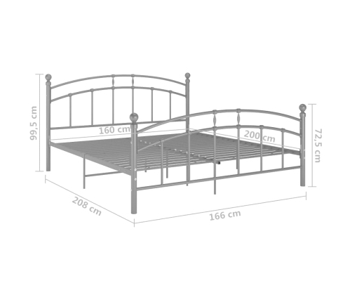 Estructura de cama sin colchón metal gris 160x200 cm
