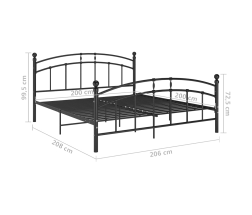 Estructura de cama sin colchón metal negro 200x200 cm