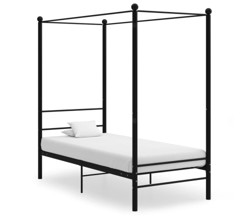 Estructura de cama con dosel sin colchón metal negro 90x200 cm