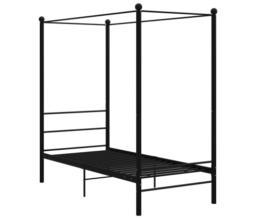 Estructura de cama con dosel sin colchón metal negro 90x200 cm