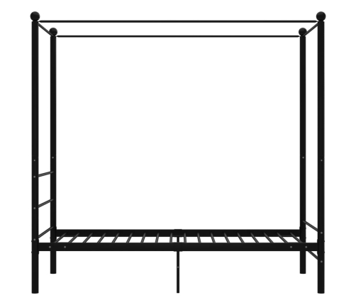 Estructura de cama con dosel sin colchón metal negro 90x200 cm