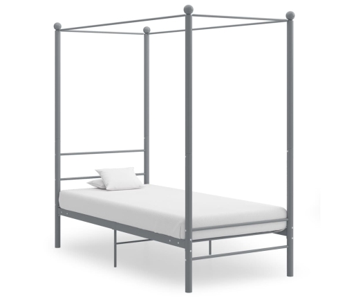 Estructura de cama con dosel sin colchón metal gris 90x200 cm