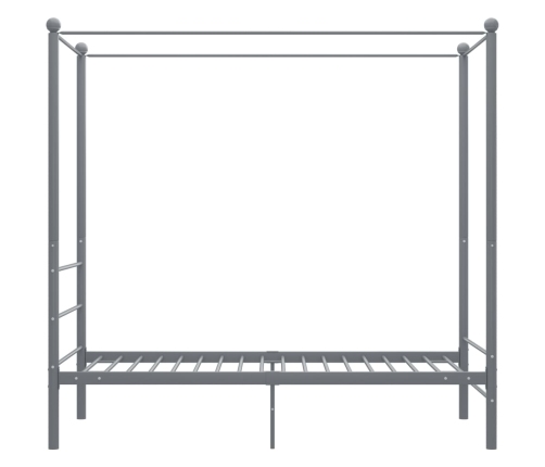 Estructura de cama con dosel sin colchón metal gris 90x200 cm