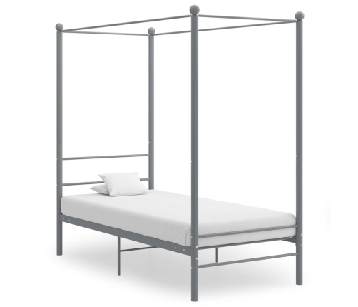 vidaXL Estructura de cama con dosel metal gris 100x200 cm