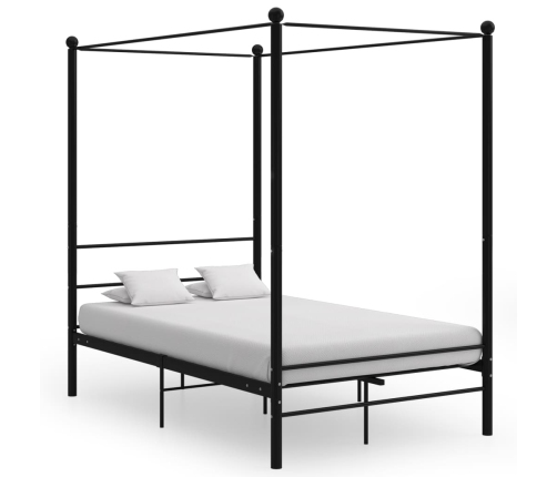 Estructura de cama con dosel sin colchón metal negro 120x200 cm