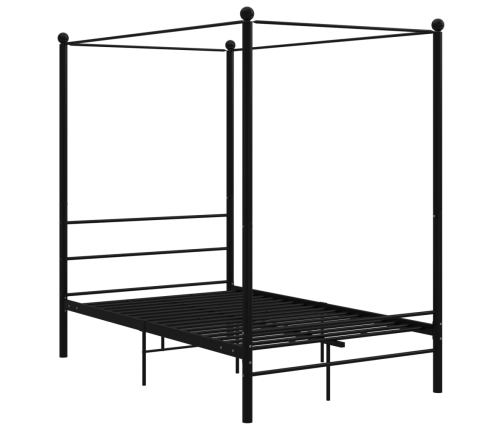 Estructura de cama con dosel sin colchón metal negro 120x200 cm