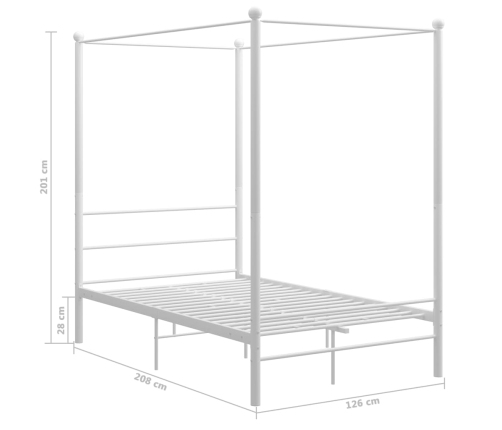 Estructura cama con dosel sin colchón metal blanco 120x200 cm