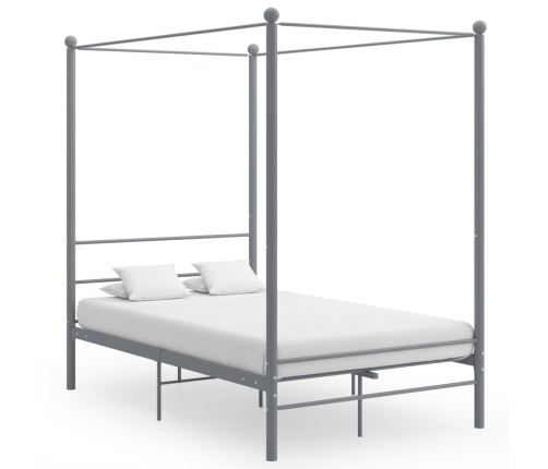 Estructura de cama con dosel sin colchón metal gris 120x200 cm