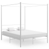 Estructura de cama con dosel sin colchón metal blanco 160x200cm