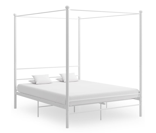 Estructura de cama con dosel sin colchón metal blanco 160x200cm