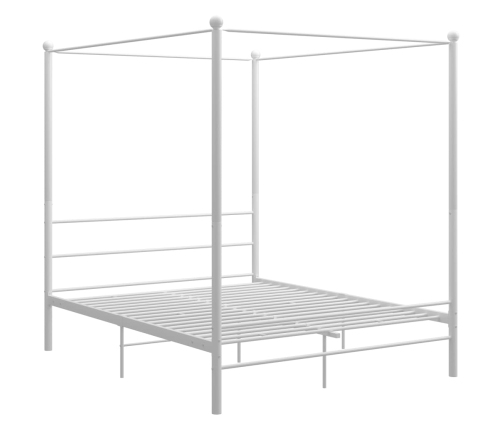 Estructura de cama con dosel sin colchón metal blanco 160x200cm