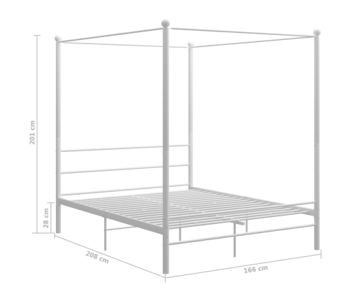 Estructura de cama con dosel sin colchón metal blanco 160x200cm