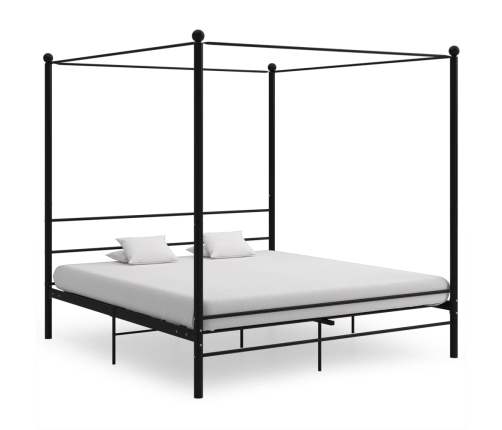 Estructura de cama con dosel sin colchón metal negro 180x200 cm