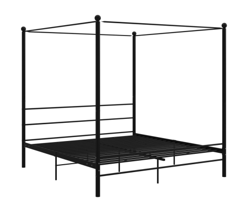 Estructura de cama con dosel sin colchón metal negro 180x200 cm