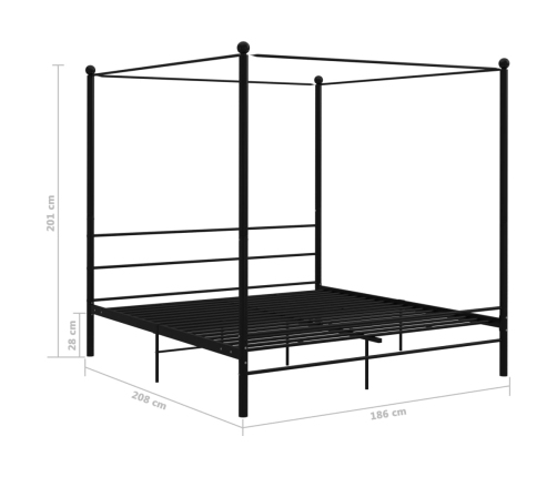 Estructura de cama con dosel sin colchón metal negro 180x200 cm