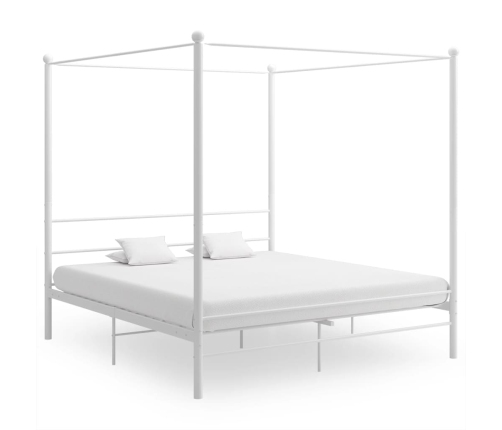 Estructura cama con dosel sin colchón metal blanco 200x200 cm