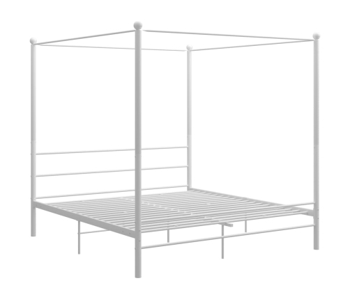 Estructura cama con dosel sin colchón metal blanco 200x200 cm