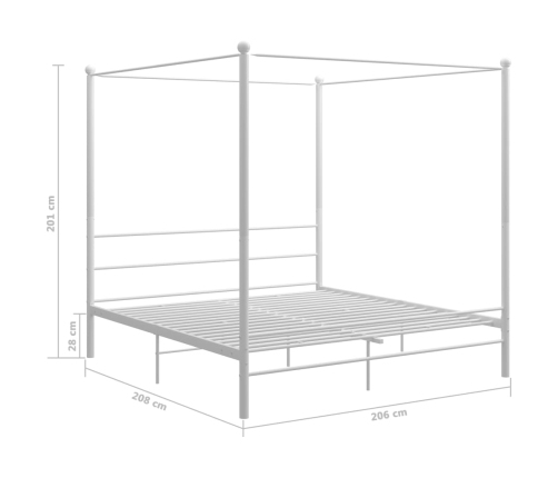 Estructura cama con dosel sin colchón metal blanco 200x200 cm