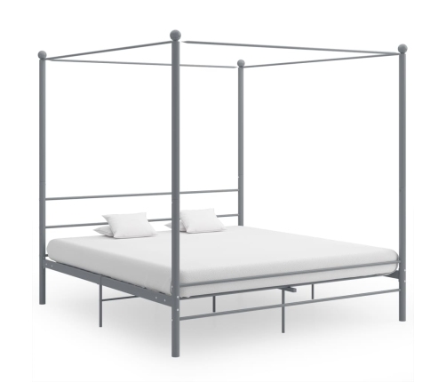 Estructura de cama con dosel metal gris 200x200 cm