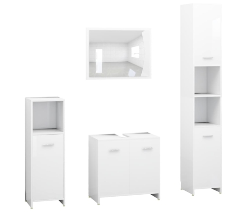 Conjunto de muebles de baño 4 pzas madera contrachapada blanco