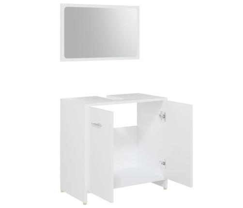 Conjunto de muebles de baño 4 pzas madera contrachapada blanco