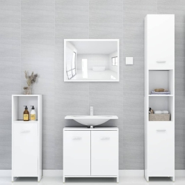 Conjunto de muebles de baño 4 pzas madera contrachapada blanco