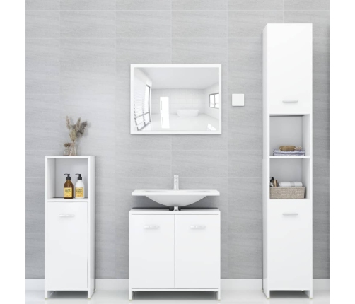 Conjunto de muebles de baño 4 pzas madera contrachapada blanco