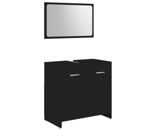 Juego de muebles de baño 4 piezas madera ingeniería negro