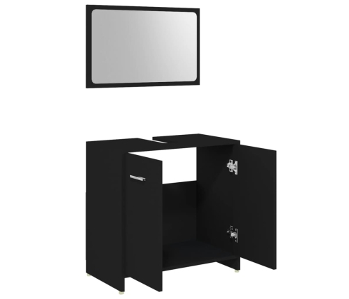 Juego de muebles de baño 4 piezas madera ingeniería negro