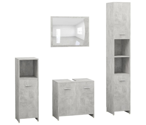 Juego muebles de baño 4 piezas madera ingeniería gris hormigón