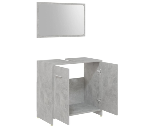 Juego muebles de baño 4 piezas madera ingeniería gris hormigón