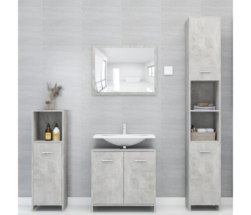 Juego muebles de baño 4 piezas madera ingeniería gris hormigón