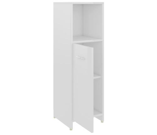 Juego muebles de baño 4 piezas madera ingeniería blanco brillo