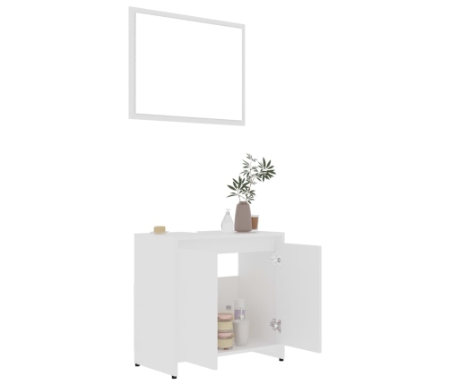 Juego de muebles de baño 4 piezas madera ingeniería blanco