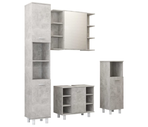 Juego muebles de baño 4 pzas madera de ingeniería gris hormigón