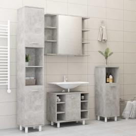 Juego muebles de baño 4 pzas madera de ingeniería gris hormigón