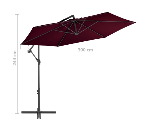 Sombrilla jardín voladiza con palo de aluminio burdeos 300 cm