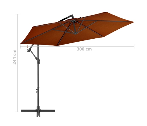 Sombrilla jardín voladiza con palo de aluminio terracota 300 cm