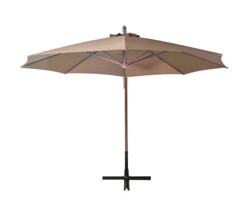 Sombrilla jardín colgante con palo madera abeto taupe 3,5x2,9 m