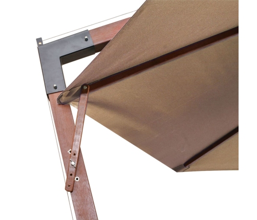 Sombrilla jardín colgante con palo madera abeto taupe 3,5x2,9 m