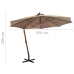 Sombrilla jardín colgante con palo madera abeto taupe 3,5x2,9 m