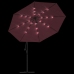 Sombrilla de jardín voladiza con luces LED rojo burdeos 350 cm